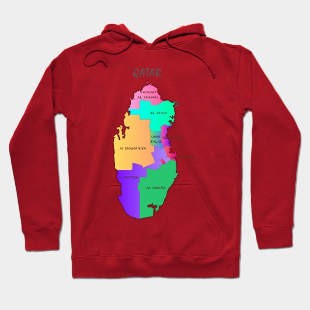 Map of Qatar with municipalities. Political map. Vector Hoodie by Mashmosh